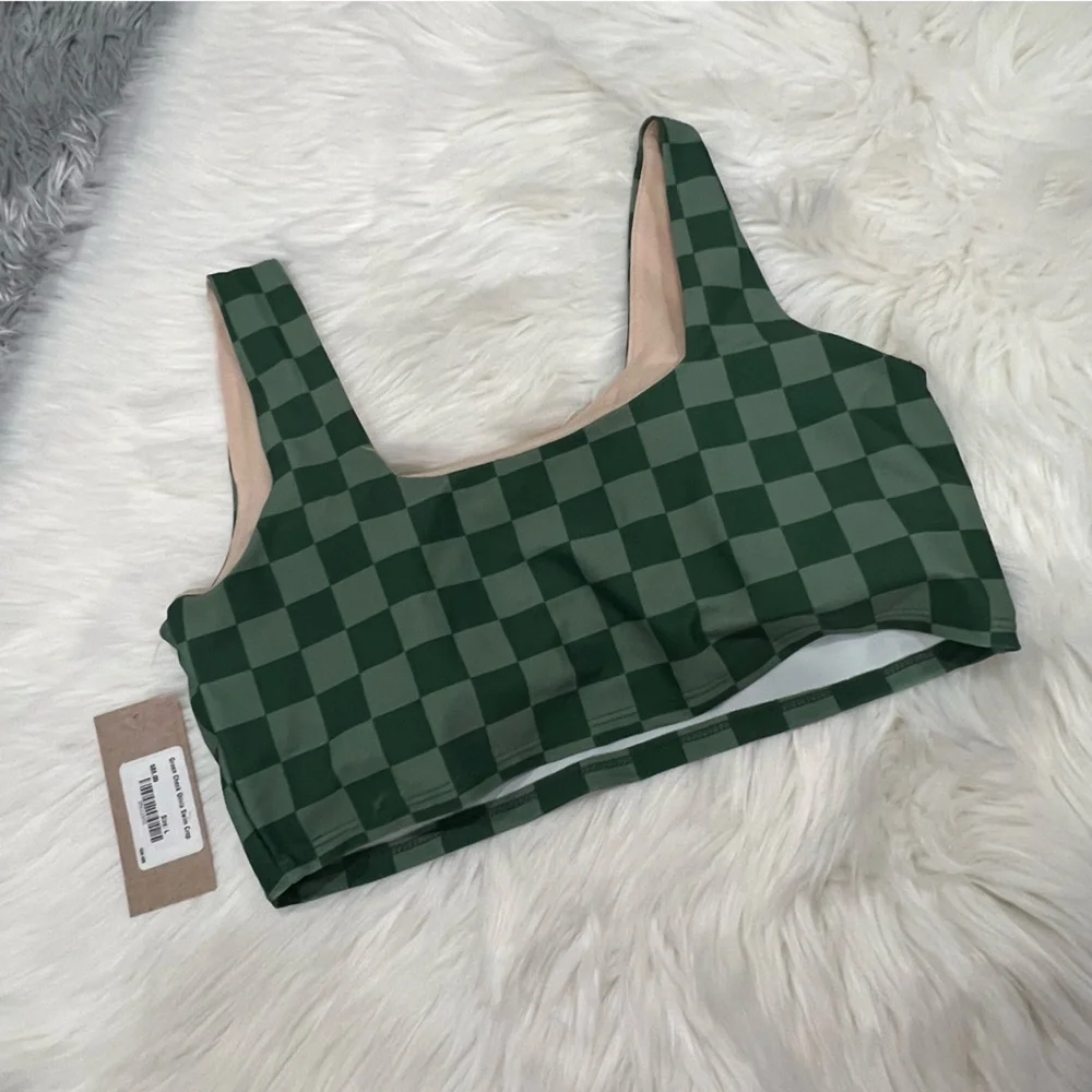 Albion Green Checkered High Waist Bikini Set M & L - Picture 10 of 14